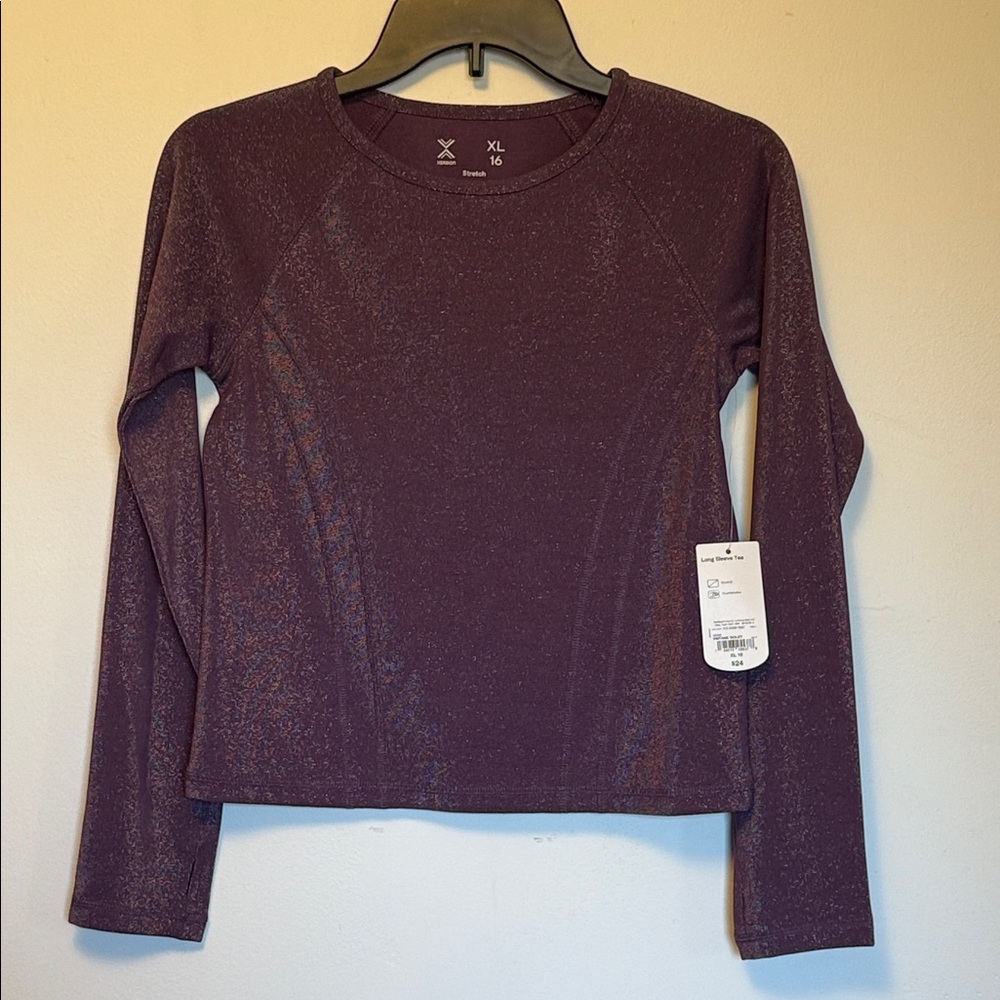 Xersion Shimmering Plum Long Sleeve Top